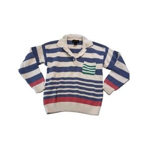 Vintage Eddie Bauer Sweater Knit polo Stripe Preppy 90s Nautical Grandmacore L